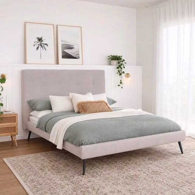 Letto matrimoniale Stiletto con rete fissa colore Enjoy grigio chiaro
