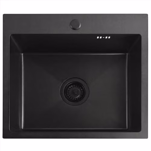 Rea - Lavello in acciaio + Rubinetto da Cucina LEO 50 - Metallo - Nero - 50 x 45 x 18,5 cm
