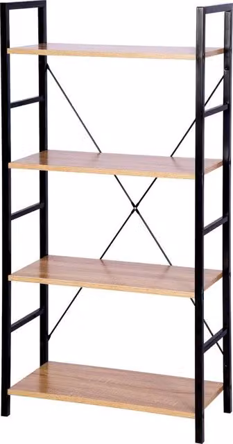 Libreria con 4 Livelli - Comodino / Comparto / Scaffale - Legno Bianco / Nero 60x28x116 cm
