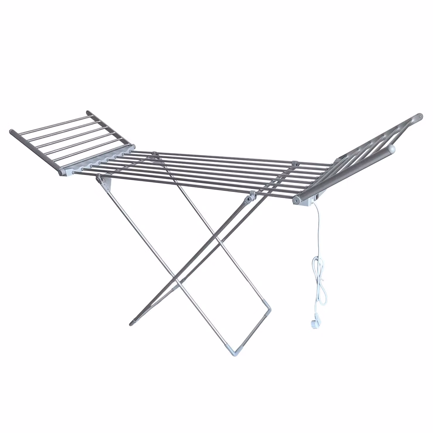 Stendibiancheria elettrico pieghevole DICTROLUX in metallo argento con 15 metri lineari di stenditura e potenza di 260 Watt L/P/H: 183,5 x 108 x 54 cm