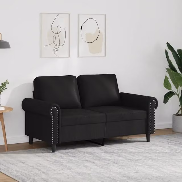 Divano a 2 posti moderno vidaXL in similpelle nero con struttura in metallo L: 152 cm, P: 77 cm, H: 80 cm – 1