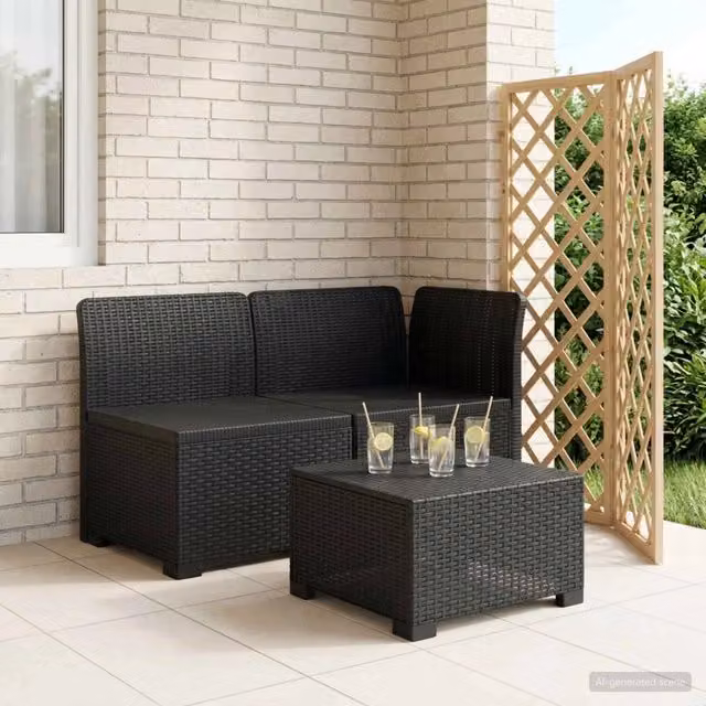 Divano da giardino a 2 posti vidaXL in rattan con cuscini, colore antracite e nero