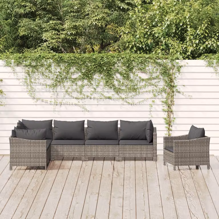 Maison Exclusive - Set Divani da Giardino 7 pz con Cuscini in Polyrattan Grigio