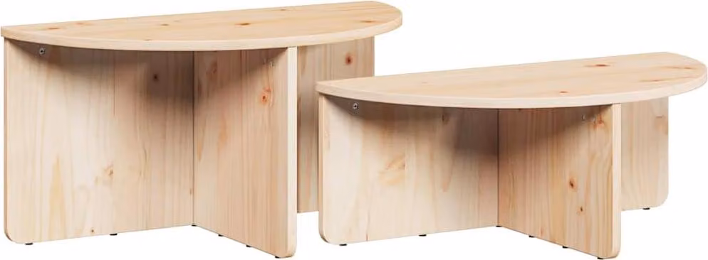 Tavolino da salotto 2 pcs Naturale Legno di pino massello