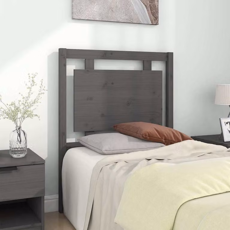 Testiera per letto vidaXL in legno massello di pino, stile rustico, colore grigio, L: 80,5 cm, P: 4 cm, H: 100 cm