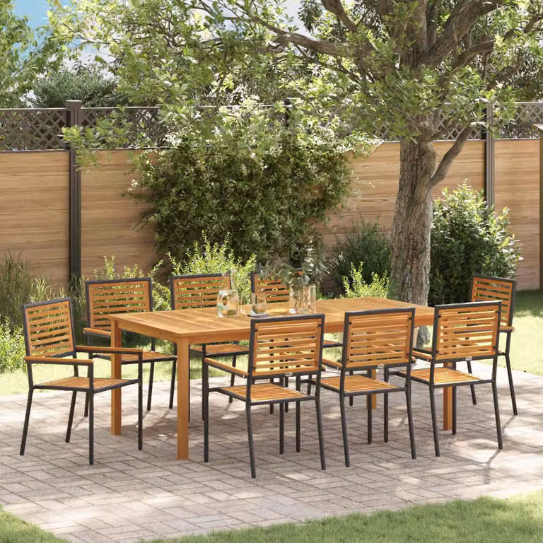 Maison Exclusive - Set da giardino per esterni, 9 pezzi, legno massello di acacia nero