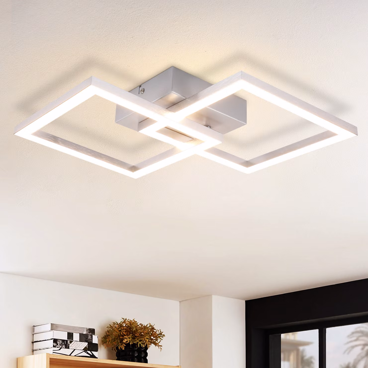 ZMH lampada da soffitto LED plafoniera soggiorno design moderno lampada cucina 24W lampada soggiorno lampada corridoio bianco caldo lampada camera da letto corridoio soffitto illuminazione angolare argento per camera dei bambini ufficio
