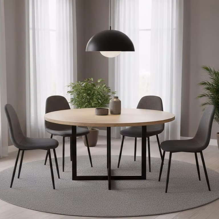 Dmora set di Sedie Zambrone Nero Antracite, 4 Sedie Imbottito