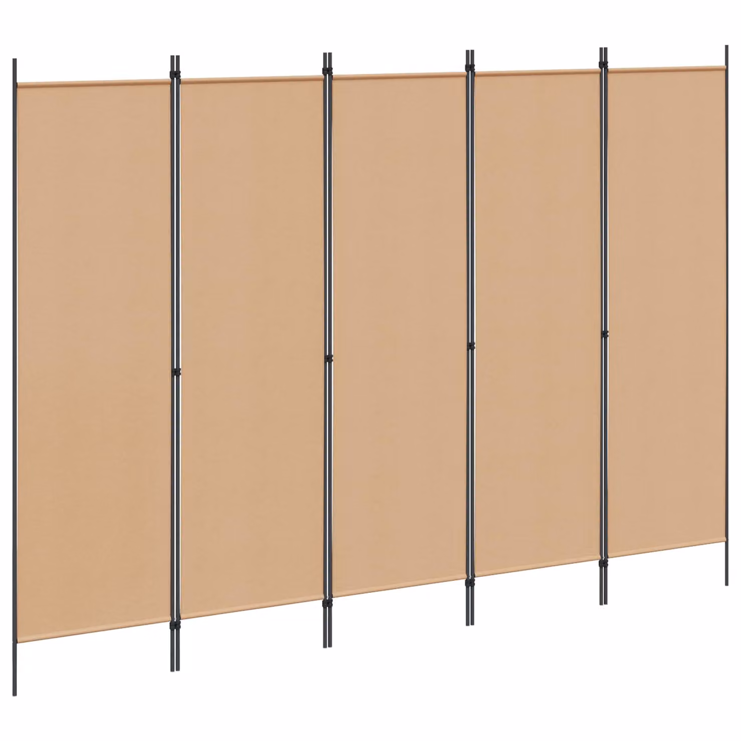 vidaXL Paravento a 5 Pannelli Beige in Tessuto L: 250 cm, H: 180 cm