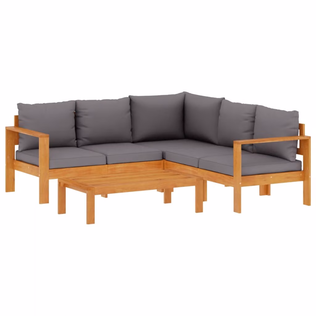 Set Divani da Giardino 4pz con Cuscini Legno Massello di Acacia