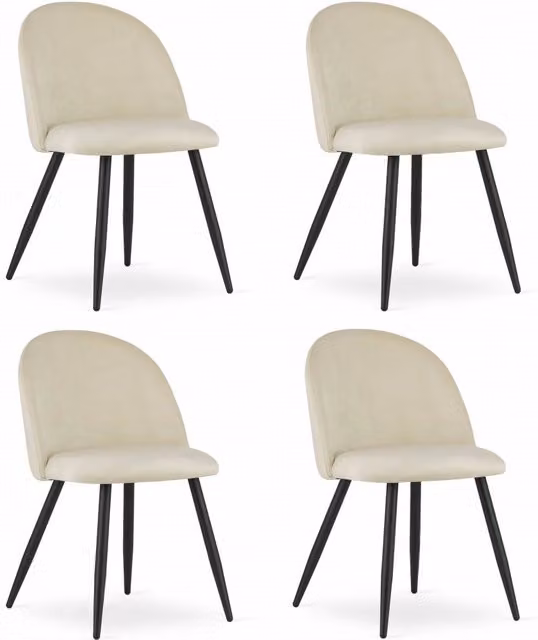 Sedia Valora BELLO in velluto beige con gambe in metallo nero x4