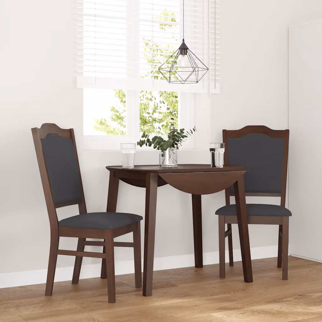 Set di 2 sedie da pranzo vidaXL in legno di Hevea marrone con cuscini