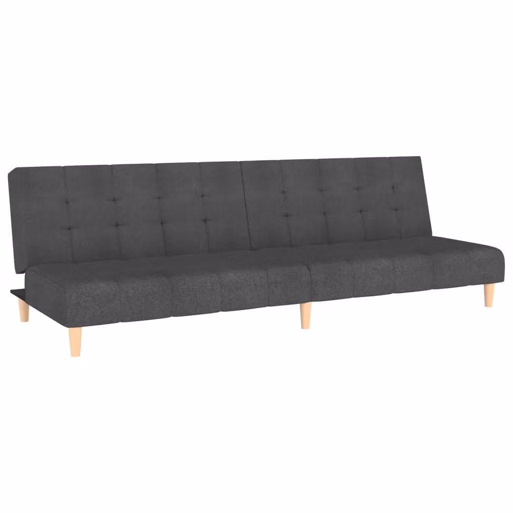 Divano Letto Click Clack vidaXL in Tessuto Grigio con Struttura in Legno Solido e Poggiatesta Regolabile, Dimensioni Letto: 90 x 200 cm – 2