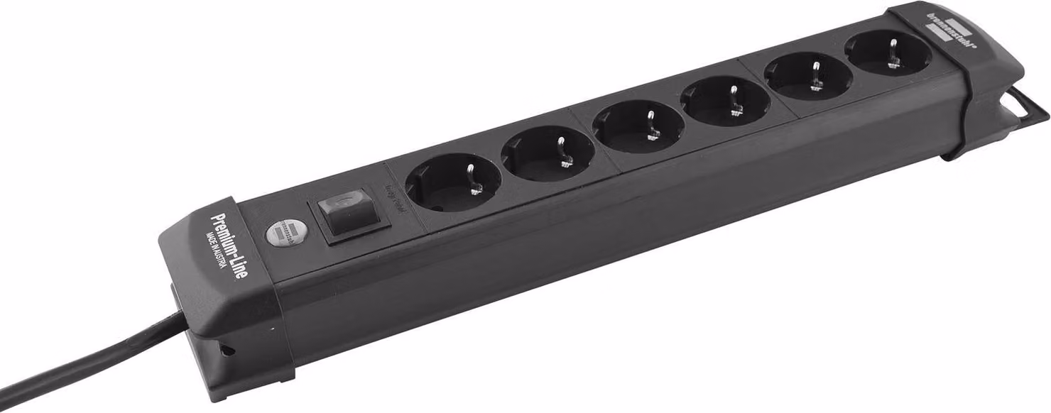 Brennenstuhl Premium-Line, striscia di prese a 6 vie nera 3 m, 6110016
