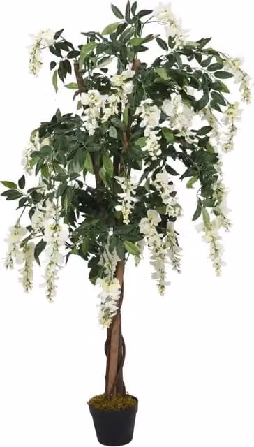 Glicine Artificiale con 840 Foglie Verde e Bianco Altezza: 120 cm DESIGN IN
