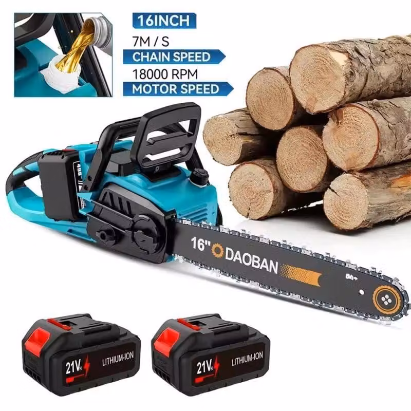Troncatrice a catena elettrica - Motosega a batteria, lama da 40 cm - Motore brushless da 3500 W - Ideale per potatura e taglio di legna - Modello portatile - Include 2 batterie da 6,0 Ah
