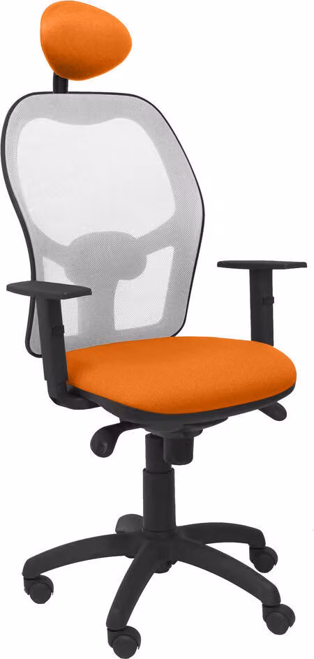 Sedia Jorquera seduta in rete grigia bali orange con poggiatesta fisso