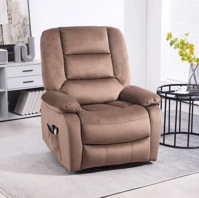 Poltrona relax elettrica ULEVR marrone con alzapersona, reclinazione fino a 135¡ã, massaggio vibrante e calore lombare
