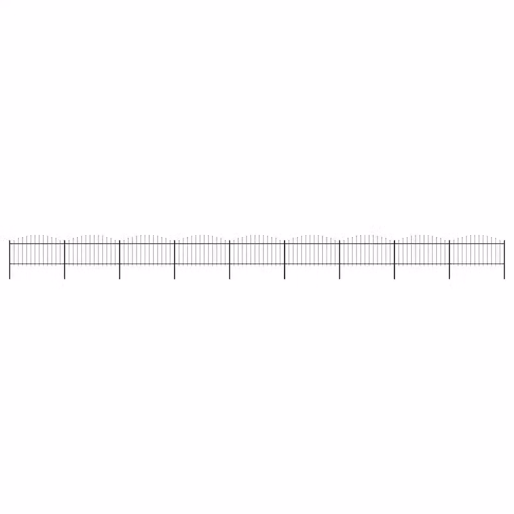 Recinzione da giardino con punta a lancia vidaXL in acciaio nero con rivestimento a polvere L: 1506 cm, H: 150 cm