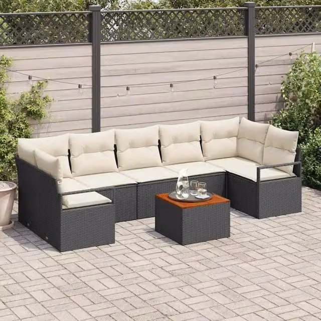 Set Divano da Giardino 8 pz Nero polyrattan 3347670