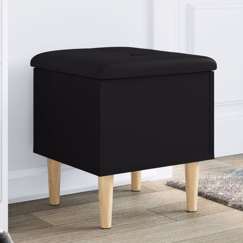 Panca portaoggetti vidaXL moderna in legno e similpelle nera L/P/H: 42 x 42 x 46 cm