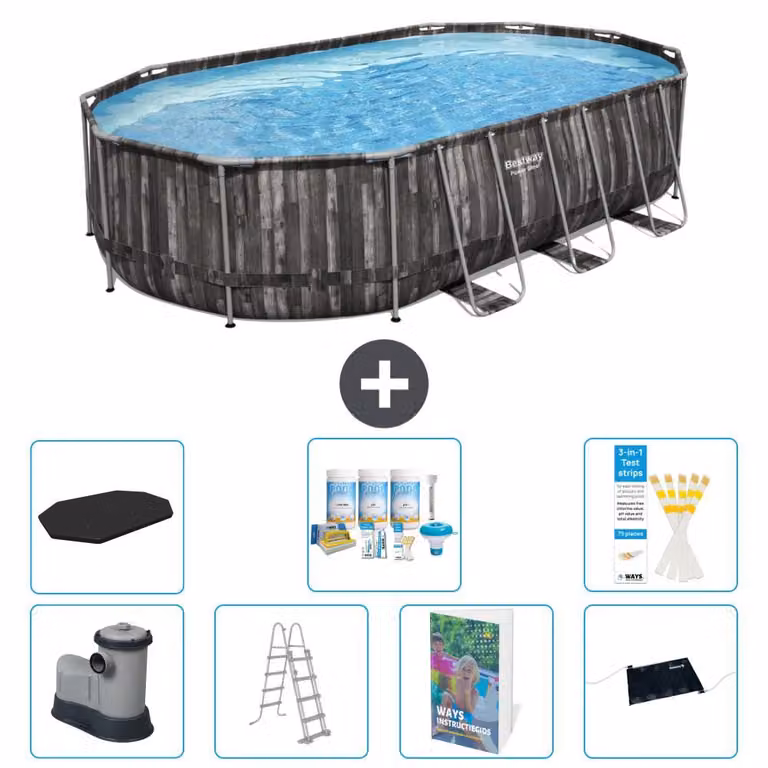 Bestway Power Steel, piscina ovale - 610x366x122 cm - composta da 6 parti, modello S632