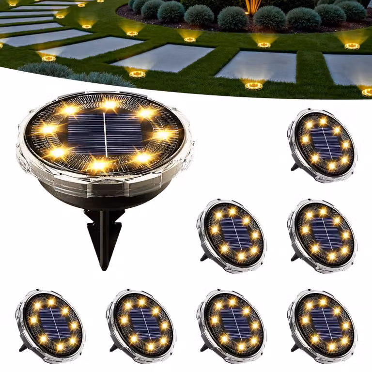 Lampade solari da esterno, 8 lampade da terra a energia solare con LED