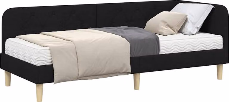 Cornice del letto ad angolo Nero 80 x 200 cm Tessuto