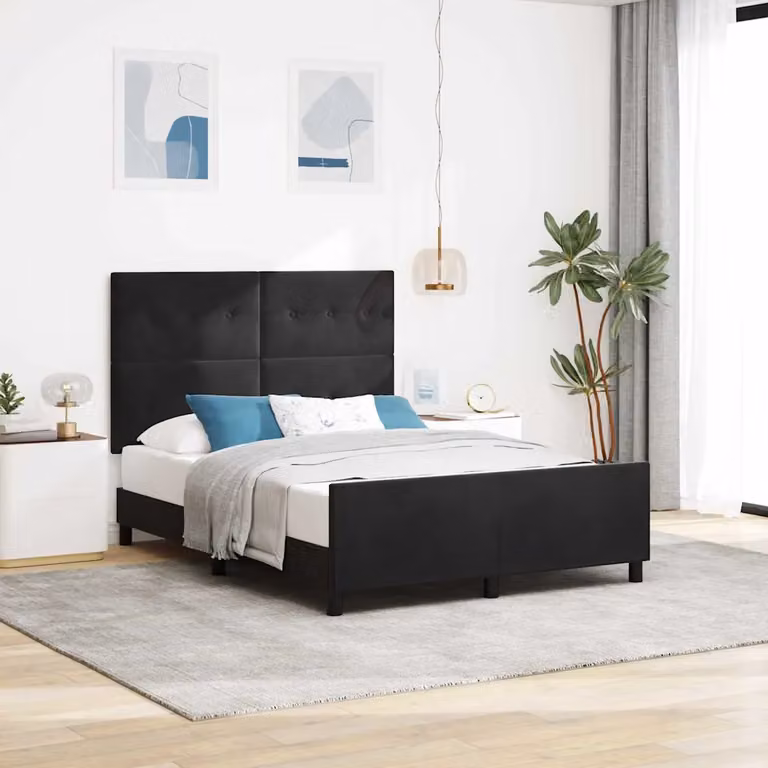 Letto a molle con testiera vidaXL in velluto nero L/P/H: 160 x 200 cm