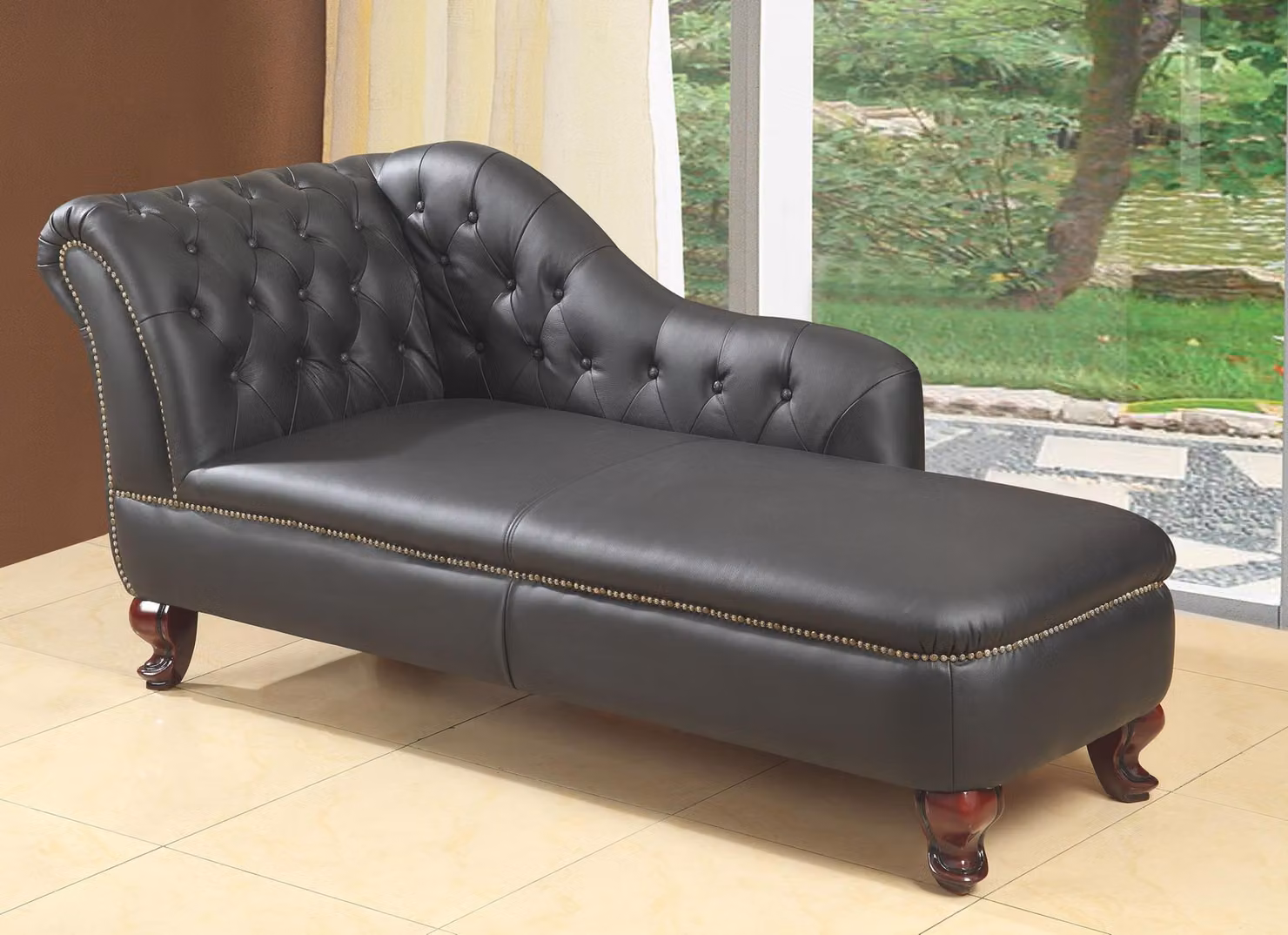 Divano lounge, poltrona ottomana, divano imbottito, relax, pelle, chaise longue, stile Chesterfield. #1668