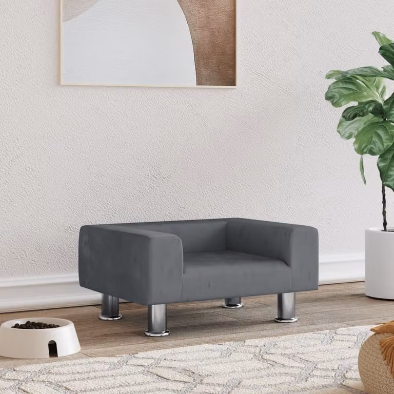 The Living Store Letto per cani grigio scuro 50x40x26,5 cm in velluto