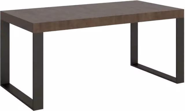 Tavolo allungabile moderno Itamoby con piano in MDF laminato marrone e gambe in metallo antracite, L: 200-460 cm, P: 90 cm