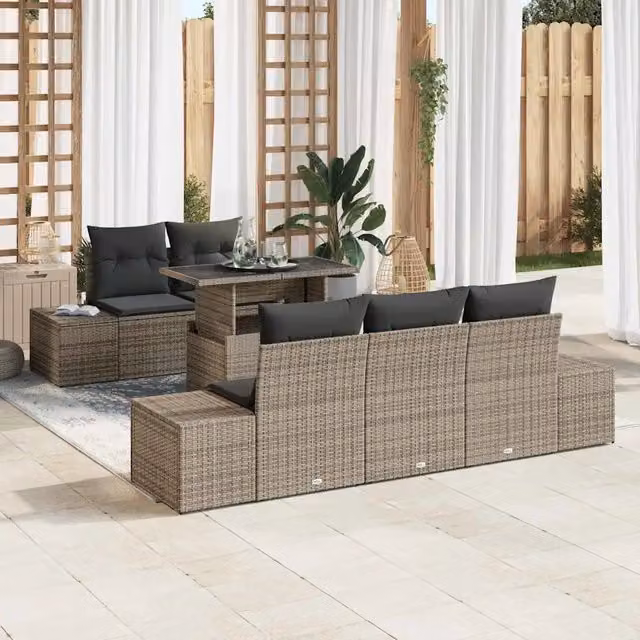 Set di divani 6 pz Grigio polyrattan 3349095