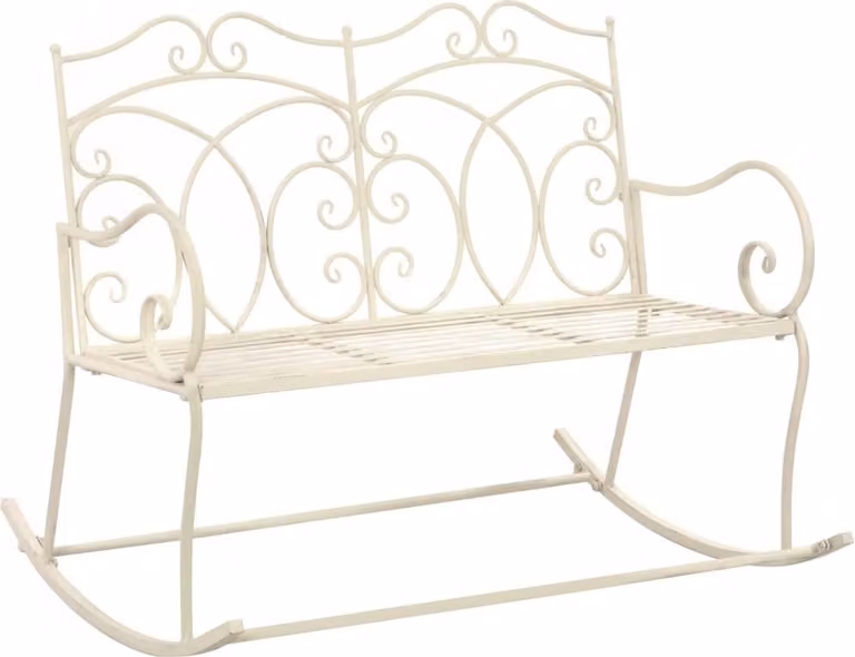 The Living Store Panchina da giardino 104 cm in ferro bianco antico