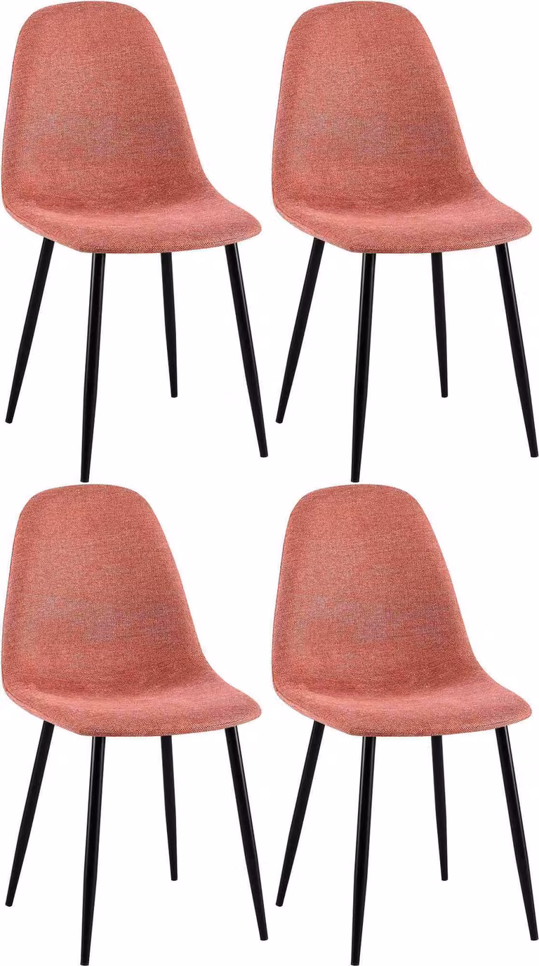 Set di 4 sedie da pranzo CLP Napier imbottite, portata massima 150 kg, colore arancione, rivestimento in tessuto