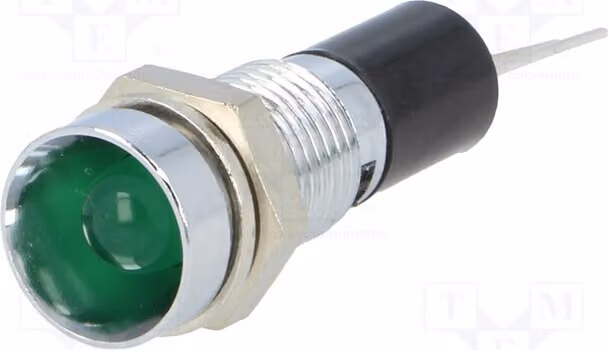 1 spia di controllo: LED 12VDC concavo, modello 2692.8281. Foro per il montaggio: Ø8mm