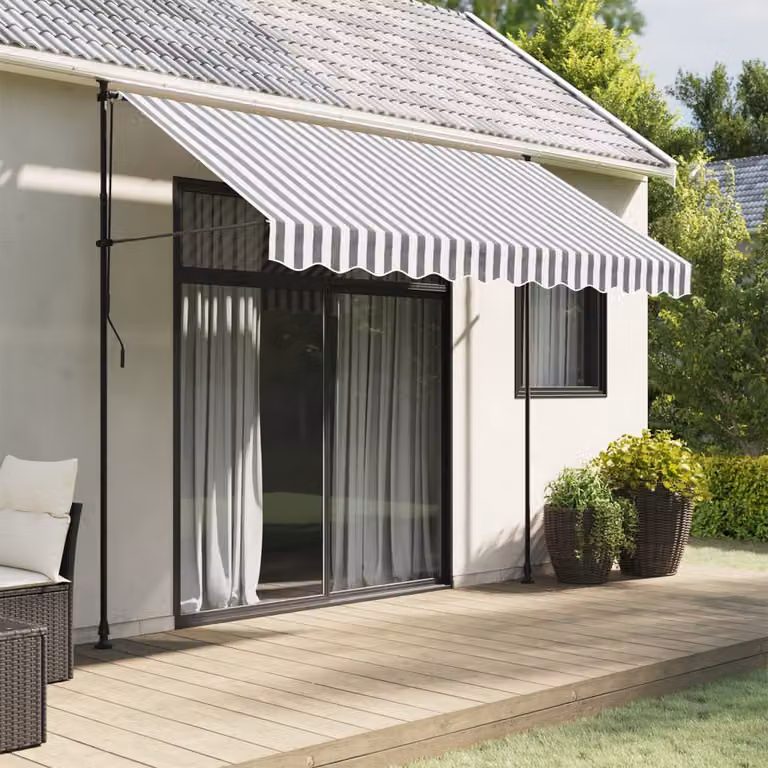 Ricambio Mantovana per Tenda da Sole vidaXL in Poliestere a Strisce Antracite e Bianche L: 300 cm
