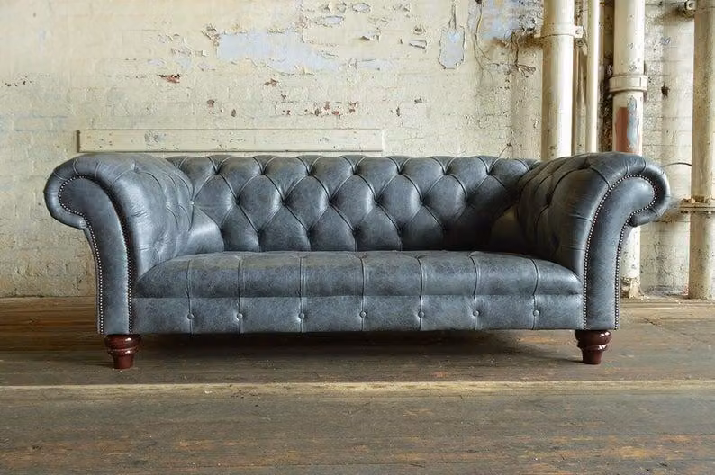 Chesterfield Couch Sofa Polster 3 Sitzer Couchen Sitz Garnitur Sofas Graue