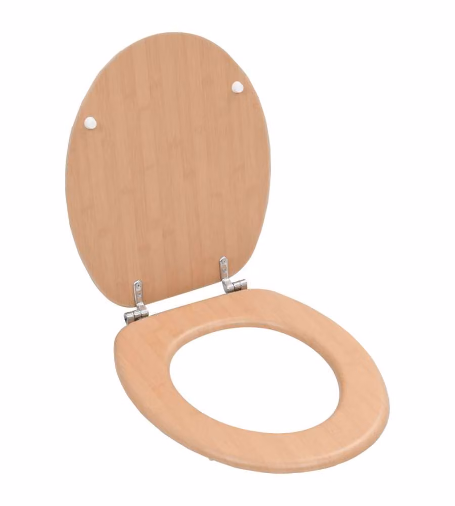 Tavolette WC con Coperchi 2 pz in MDF Design Bambù