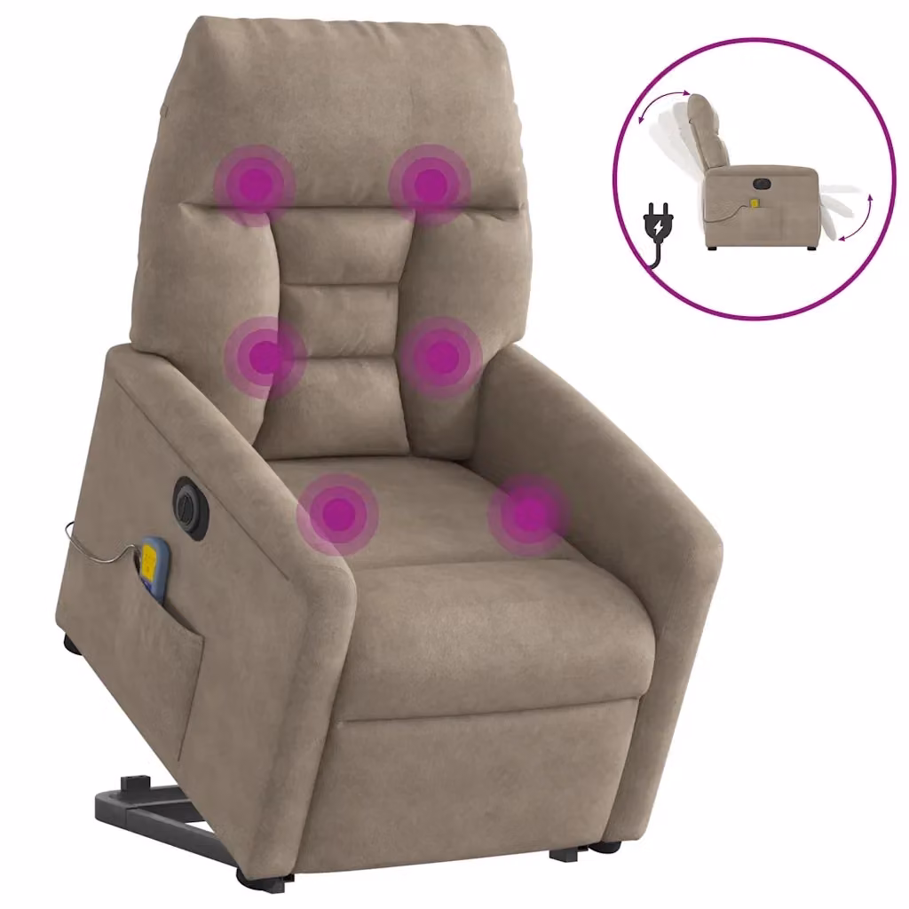 Poltrona a Rialzo Reclinabile con Assistenza Elettrica vidaXL in Microfibra Beige – 2