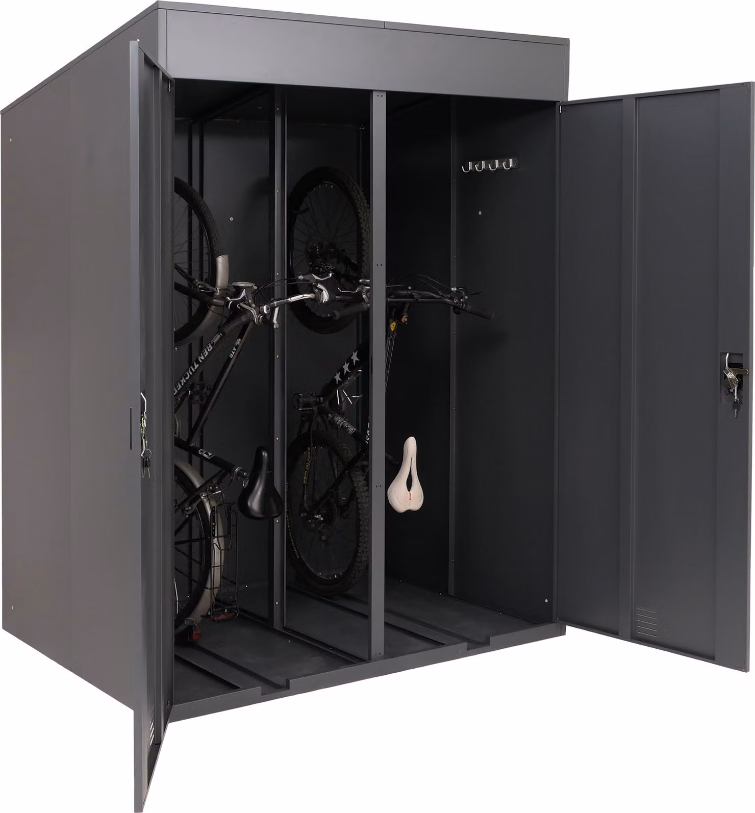 garage per 2 biciclette HWC-H66b, box per biciclette rifugio per biciclette con serratura in metallo 213x158x125cm ~ antracite