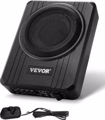 Subwoofer per auto VEVOR sottosedile nero con amplificatore integrato e potenza di 400W