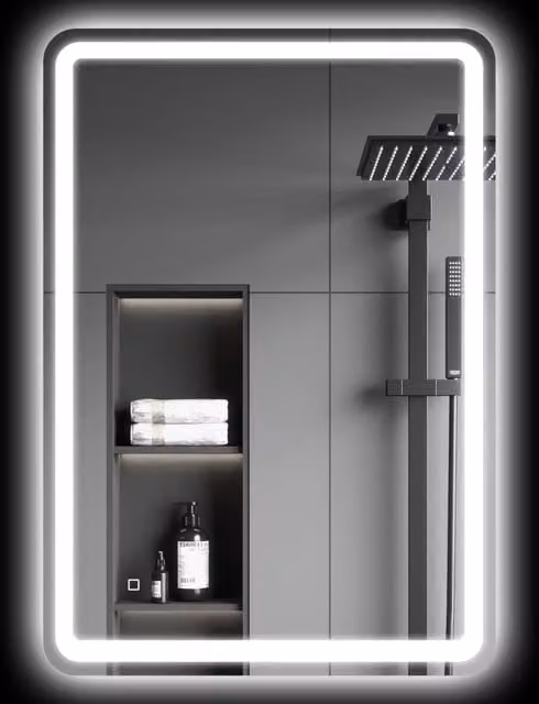 Specchio da bagno Zephmum con luce LED, funzione antiappannamento e comando touch, bianco, L: 70 cm, H: 100 cm