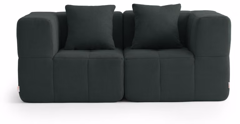 MILYSOFA SOFABULOUS Divano modulare lineare, a 2 posti, raffinato tessuto bouclé, verde bosco