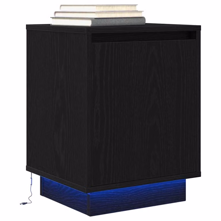 Comodino moderno con luci LED vidaXL nero L: 38 cm, P: 34 cm, H: 50 cm