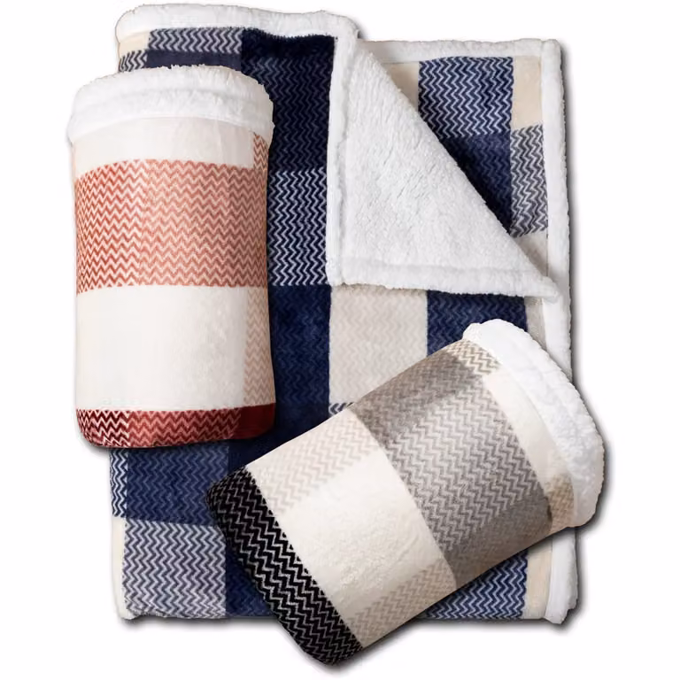 Plaid VESTIAMO CASA in pile con decoro a quadri multicolore L: 200 cm x P: 230 cm
