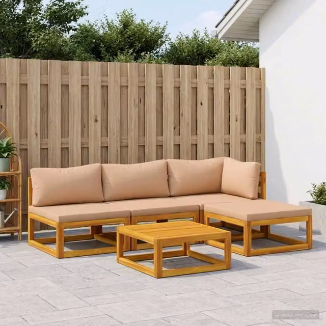Set di divani 5 pz Naturale Legno di Acacia Massello 3417278