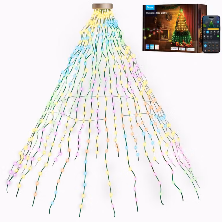 Illuminazione per albero di Natale, 480 LED, 24 fili da 2 metri, grado di protezione IP65, colore verde
