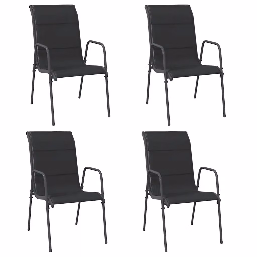 Set di 4 sedie da giardino vidaXL in acciaio verniciato e textilene nere e antracite con braccioli – 2