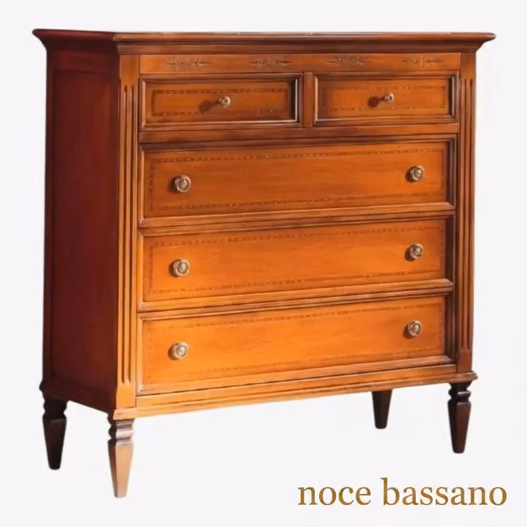 Cassettiera classica in legno con 5 cassetti Mobili 2G L/P/H: 100 x 41 x 100 cm